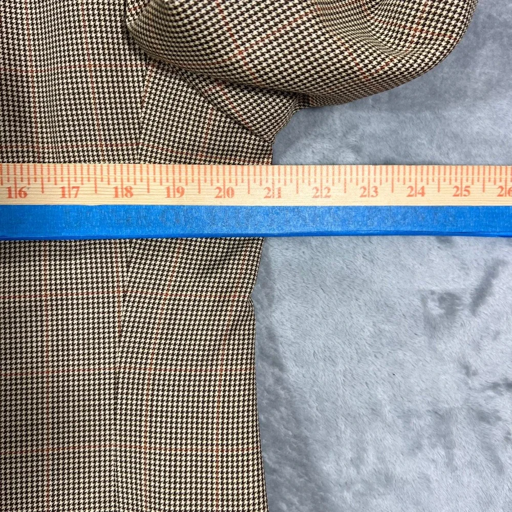 Brooks Brothers Sport Coat Mens 41L Tan Houndstooth Excellent Worsted Wool Italy